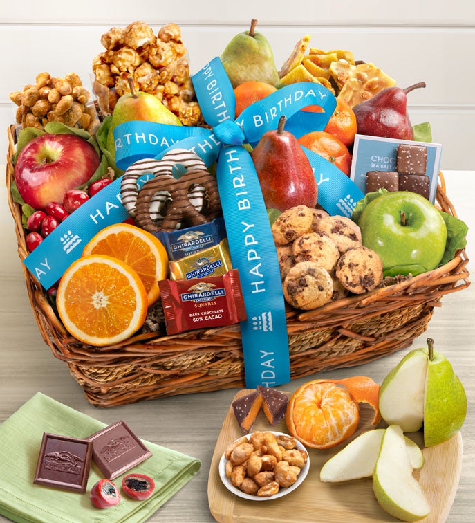 Happy Birthday Fruit & Sweets Gift Basket