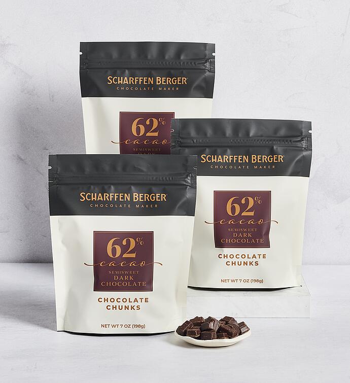 Scharffen Berger® 62% Cacao Semisweet Dark Chocolate Baking Chunks - 3 Pack
