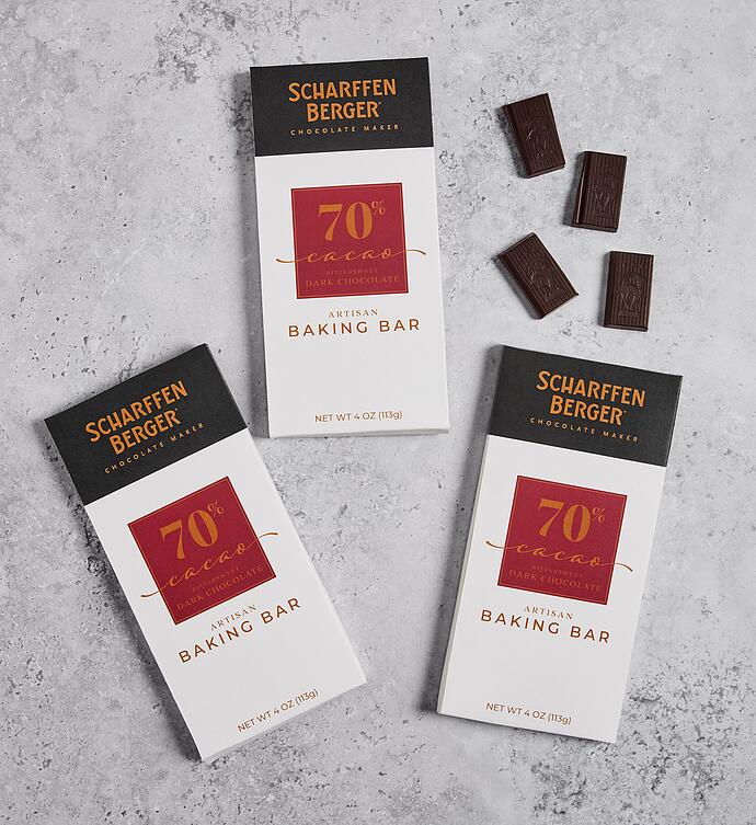 Scharffen Berger® 70% Cacao Bittersweet Dark Chocolate Baking Bars - 3 Pack