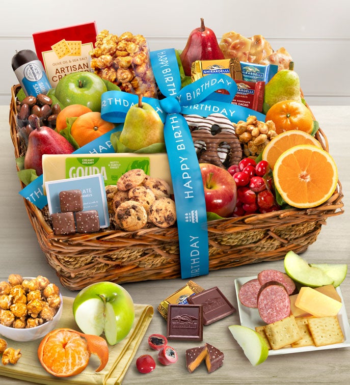 Happy Birthday Fruit & Sweets Gift Basket