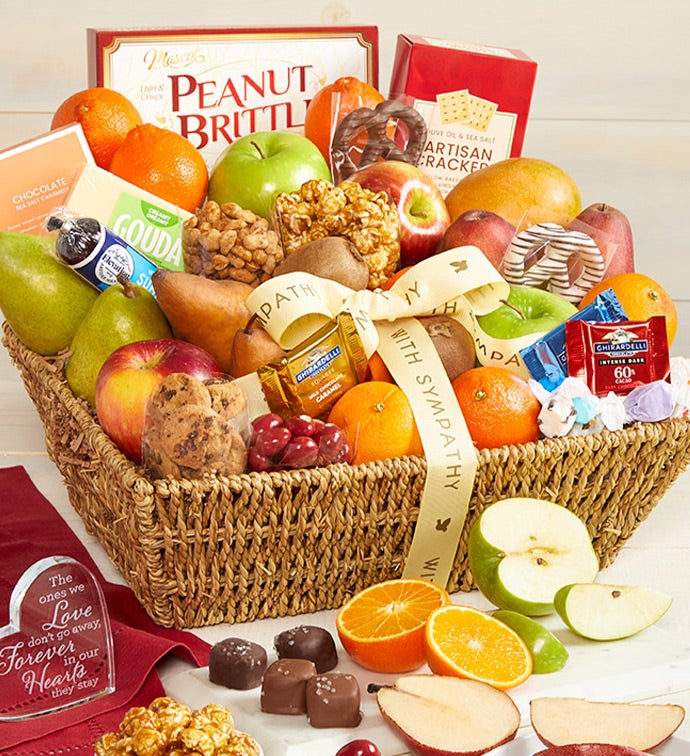 With Sympathy Fruit & Sweets Gift Basket