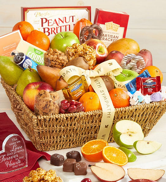With Sympathy Fruit & Sweets Gift Basket