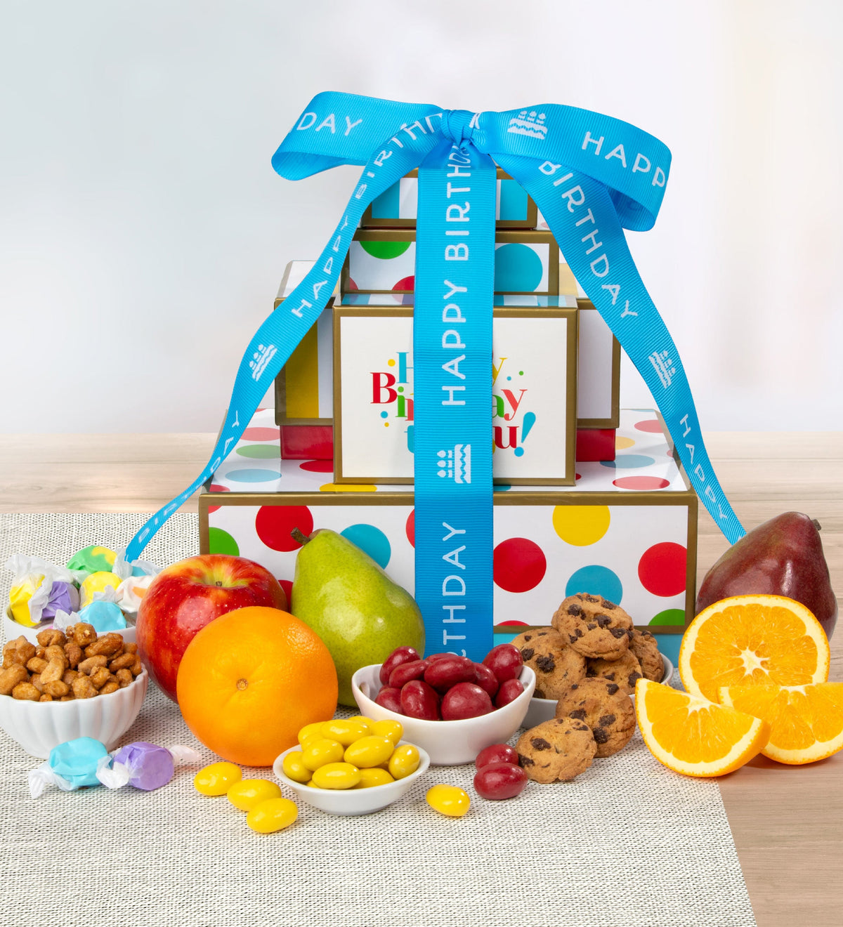 Happy Birthday Fresh Fruit & Sweets Tower