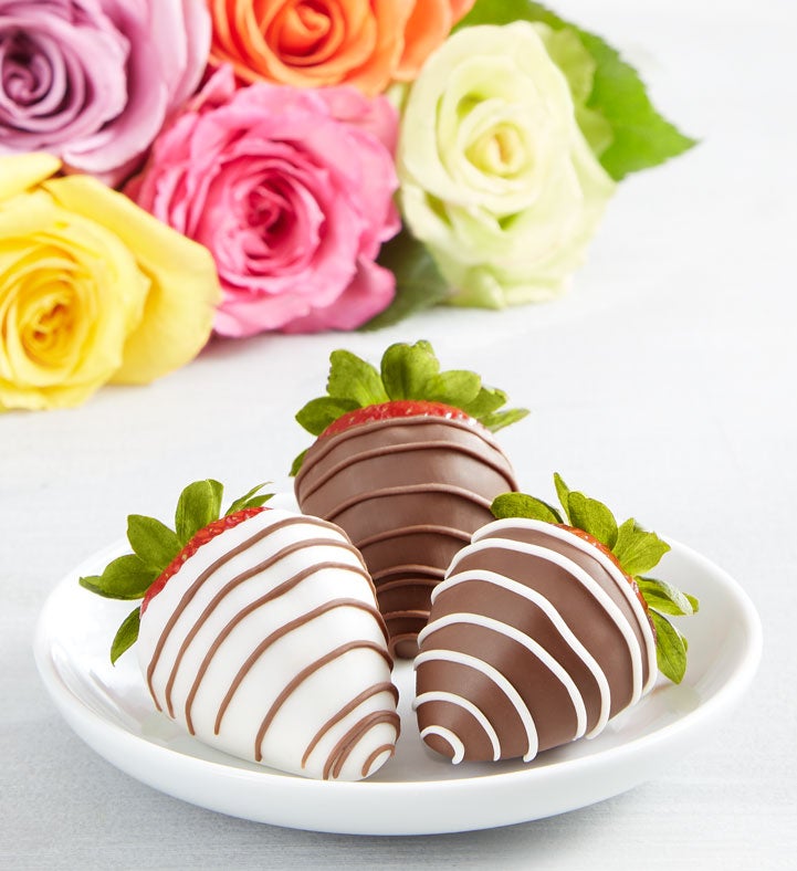 Assorted Roses & Drizzled Strawberries