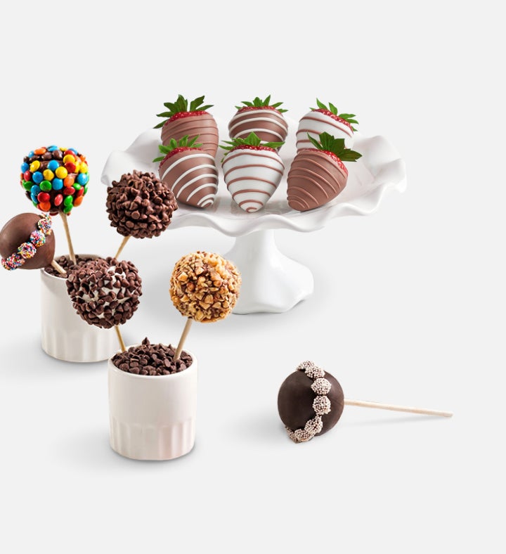 Candy Covered Cake Pops™ with Gourmet Drizzled Strawberries