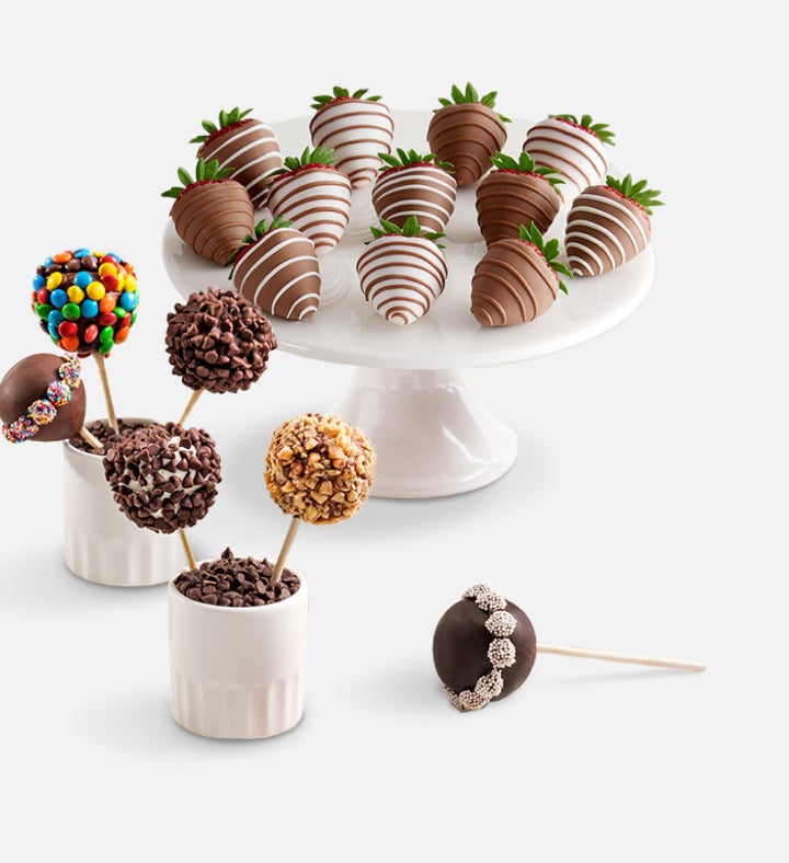 Candy Covered Cake Pops™ with Gourmet Drizzled Strawberries