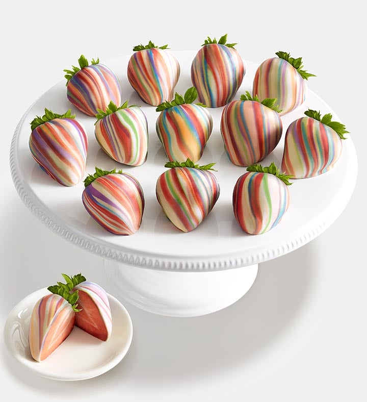 Rainbow Swirl Artisan Belgian Chocolate Strawberries