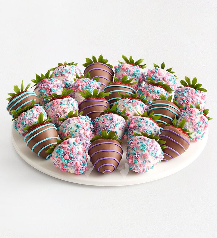 Chocolate Dipped Berries with Cotton Candy Topping