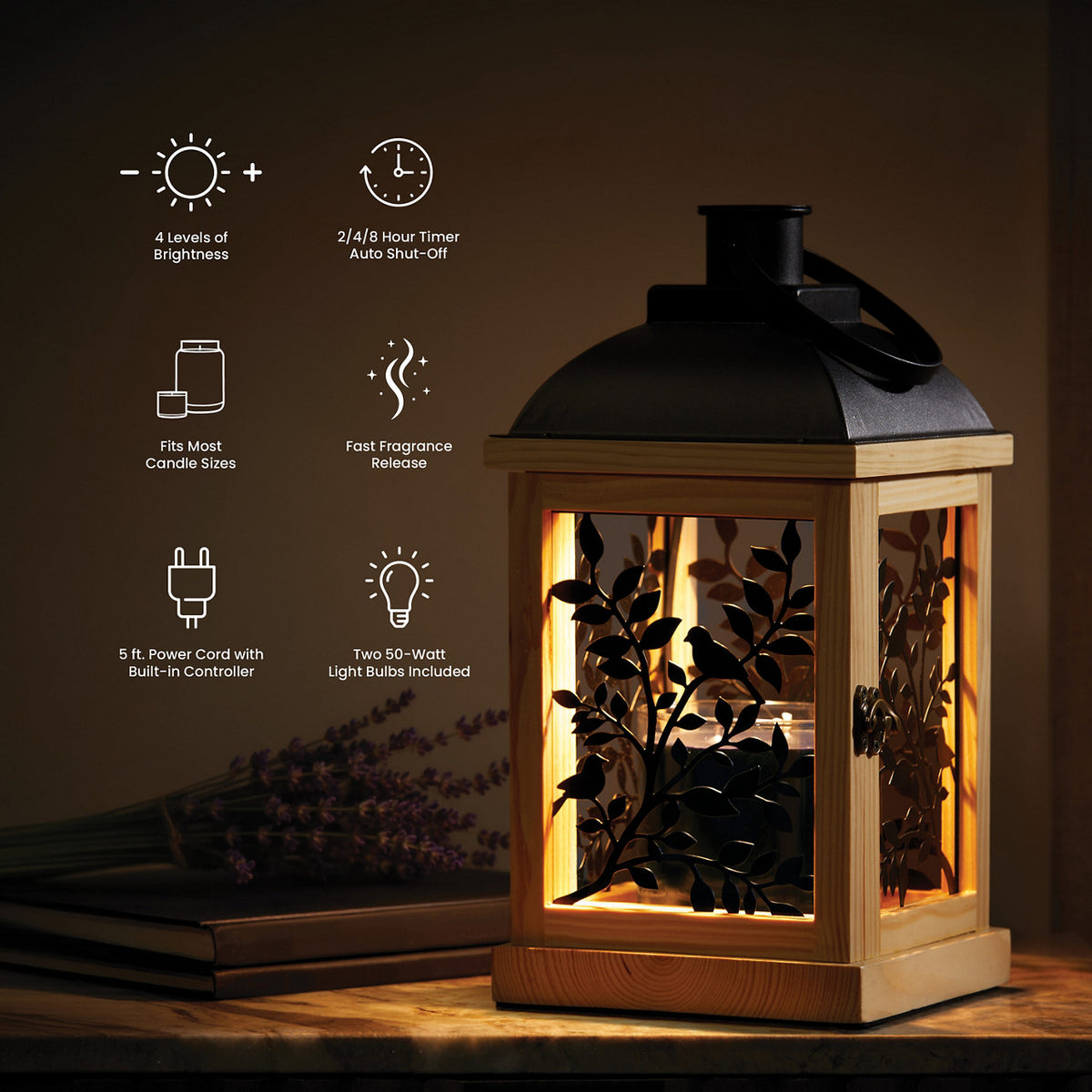 Wood Foliage Candle Warmer Lamp Candle Warmer Lamp